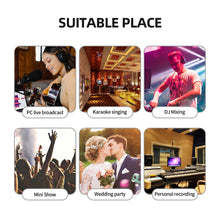 Load image into Gallery viewer, Audio Mixer D Debra Audio V4 4-channel DJ Mixer Console with MP3 USB Bluetooth, 48V Phantom Power, Sound Mixing Board for Live, Wedding, Party, Recording Broadcast