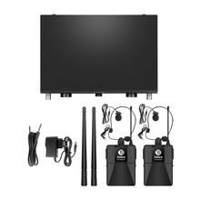 Carregar imagem no visualizador da galeria, D Debra Audio AU200 Pro UHF 2 Channel Wireless Microphone System with Cordless Handheld Lavalier Headset Mics, Metal Receiver, Ideal for Karaoke Church Party