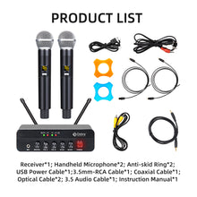 Laden Sie das Bild in den Galerie-Viewer, D Debra PRO X7 UHF Wireless Microphone System with Dual Handheld Mic Have Optical, Coaxial Input, Compatible with Active Speaker, TV, for Home Karaoke