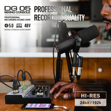 Carregar imagem no visualizador da galeria, D Debra Professional Audio Mixer DG-05, 5 Channel Sound Board Mixing Console ,Mic Preamps, Audio Interface for PC Smartphone Studio Recording Webcast
