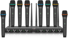 Load image into Gallery viewer, D Debra Audio AU800 Pro UHF 8 Channel Wireless Microphone System with Cordless Handheld Lavalier Headset Mics, Metal Receiver, Ideal for Karaoke Church Party