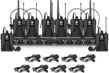 Load image into Gallery viewer, D Debra Audio AU800 Pro UHF 8 Channel Wireless Microphone System with Cordless Handheld Lavalier Headset Mics, Metal Receiver, Ideal for Karaoke Church Party