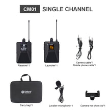 Load image into Gallery viewer, D Debra Audio CM Series UHF Wireless Lavalier Microphone with 30 Selectable Channels for DSLR Camera Smart Phone Interview Live Recording