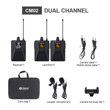 Load image into Gallery viewer, D Debra Audio CM Series UHF Wireless Lavalier Microphone with 30 Selectable Channels for DSLR Camera Smart Phone Interview Live Recording
