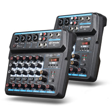 Load image into Gallery viewer, Audio Mixer D Debra Audio 4/6-Channel DJ Mixer Console with MP3 USB Bluetooth, Sound Mixing Board for Live, Wedding, Party, Recording Broadcast