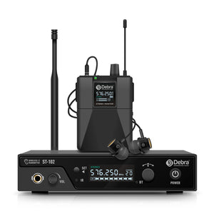 D Debra Audio PRO ST-102/ ST-202 UHF Stereo Wireless In-Ear Monitor System with Monitoring Type for Stage, Receiver for Studio, Guitar, Band Performance, Live Performance