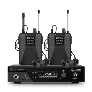 D Debra Audio PRO ST-102/ ST-202 UHF Stereo Wireless In-Ear Monitor System with Monitoring Type for Stage, Receiver for Studio, Guitar, Band Performance, Live Performance