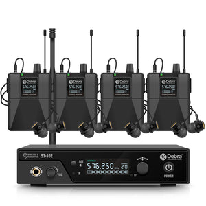 D Debra Audio PRO ST-102/ ST-202 UHF Stereo Wireless In-Ear Monitor System with Monitoring Type for Stage, Receiver for Studio, Guitar, Band Performance, Live Performance