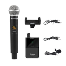 Laden Sie das Bild in den Galerie-Viewer, D Debra Wireless Microphone System DV-02H UHF 2-Channel Wireless Handheld Microphone with Remote Real-time Sound Monitor for DSLR Camera Vlog Phone Interview Live Recording
