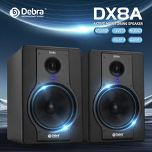 Load image into Gallery viewer, D Debra DX8A Audio Monitor Speakers with Volume Control XLR/6.5mm Inputs, Ideal for Music Production, Live Broadcasting, Gaming, Small Performances
