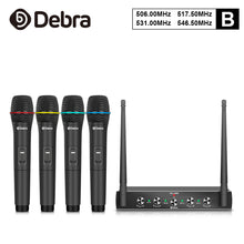Carregar imagem no visualizador da galeria, D Debra Audio AU400 Pro UHF 4 Channel Wireless Microphone System With Cordless Mics
