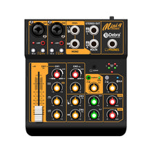 Carregar imagem no visualizador da galeria, D Debra Professional Audio Mixer Mini4, 4 Channel Sound Board Mixing Console with Bluetooth, Mic Preamps &amp; TypeC, OTG Audio Interface for PC Smartphone Studio Recording Webcast
