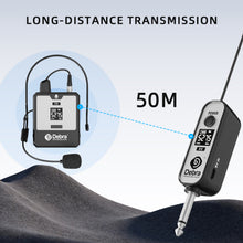 Загрузить изображение в средство просмотра галереи, D Debra Audio DT-01/02 UHF Wireless Microphone System with 30 Channels, Headset &amp; Lavalier Mic, 50m Range &amp; 6.5mm Output for Hands-Free Presentation, Fitness and Streaming
