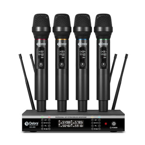 D Debra Audio Wireless Microphone System Pro UX400 UHF 4 Channle Rechargeable Handheld Microphone, Ideal for Meeting Church Speech Party