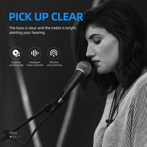 D Debra DM58 Wired Dynamic Microphone, Cardioid Dynamic Vocal Handheld Mic with Mic Clips, Suited for Speakers, Karaoke Singing Machine, Amp, Mixer Audio