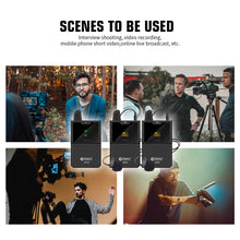 Load image into Gallery viewer, Debra Audio DV-01/02 UHF Wireless Microphone System with Lavalier Mic 30 Selectable Channels 50m Range for DSLR Camera Phone Live Recording
