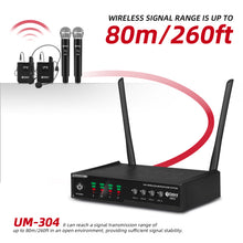 Laden Sie das Bild in den Galerie-Viewer, D Debra Audio UM304 Pro 4-Channel UHF Wireless Microphone System，260ft Range, ID Lock, Auto Frequency, idea for Stage Conference Interview Home Karaoke Wedding Conference Speech
