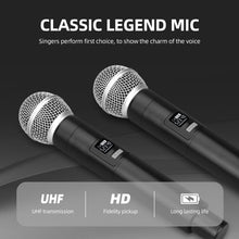 Load image into Gallery viewer, Wireless Microphone System D Debra UHF UBR-102 with Dual Handheld Cordless Mics, 260ft Range, Suitable for Church, Lectures, Karaoke, Weddings, DJ, and Bars
