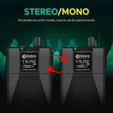 Load image into Gallery viewer, D Debra Audio PRO ST-102/ ST-202 UHF Stereo Wireless In-Ear Monitor System with Monitoring Type for Stage, Receiver for Studio, Guitar, Band Performance, Live Performance
