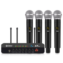 Load image into Gallery viewer, D Debra PRO X7 UHF Wireless Microphone System with Dual Handheld Mic Have Optical, Coaxial Input, Compatible with Active Speaker, TV, for Home Karaoke
