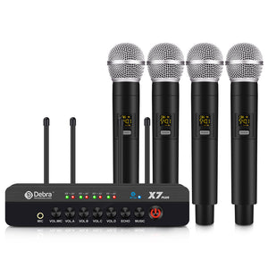 D Debra PRO X7 UHF Wireless Microphone System with Dual Handheld Mic Have Optical, Coaxial Input, Compatible with Active Speaker, TV, for Home Karaoke