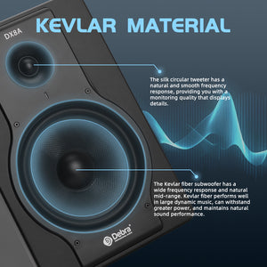 D Debra DX8A Audio Monitor Speakers with Volume Control XLR/6.5mm Inputs, Ideal for Music Production, Live Broadcasting, Gaming, Small Performances