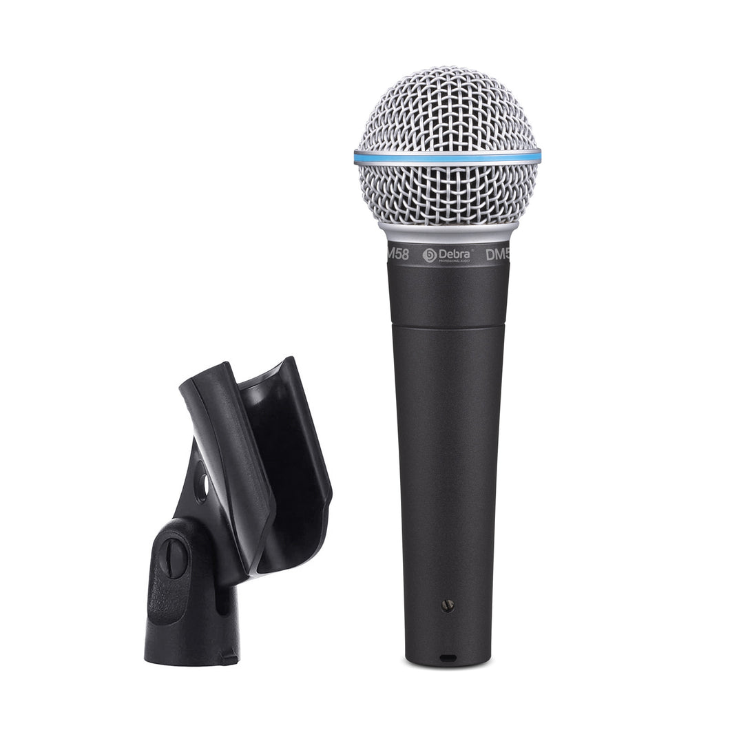 D Debra DM58 Wired Dynamic Microphone, Cardioid Dynamic Vocal Handheld Mic with Mic Clips, Suited for Speakers, Karaoke Singing Machine, Amp, Mixer Audio