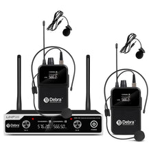 Загрузить изображение в средство просмотра галереи, Wireless Microphone System D Debra UHF UBR-102 with Dual Cordless Mics, 260ft Range, Suitable for Church, Lectures, Karaoke, Weddings, DJ, and Bars
