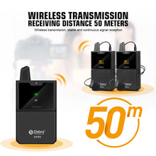 Load image into Gallery viewer, Debra Audio DV-01/02 UHF Wireless Microphone System with Lavalier Mic 30 Selectable Channels 50m Range for DSLR Camera Phone Live Recording
