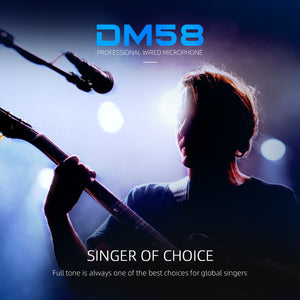 D Debra DM58 Wired Dynamic Microphone, Cardioid Dynamic Vocal Handheld Mic with Mic Clips, Suited for Speakers, Karaoke Singing Machine, Amp, Mixer Audio