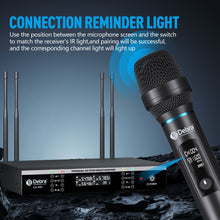 Laden Sie das Bild in den Galerie-Viewer, D Debra Audio Wireless Microphone System Pro UX400 UHF 4 Channle Rechargeable Handheld Microphone, Ideal for Meeting Church Speech Party
