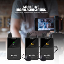 Load image into Gallery viewer, Debra Audio DV-01/02 UHF Wireless Microphone System with Lavalier Mic 30 Selectable Channels 50m Range for DSLR Camera Phone Live Recording
