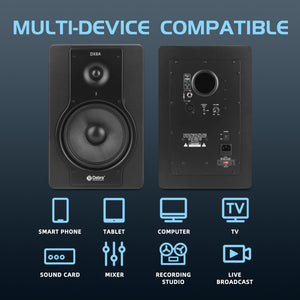 D Debra DX8A Audio Monitor Speakers with Volume Control XLR/6.5mm Inputs, Ideal for Music Production, Live Broadcasting, Gaming, Small Performances