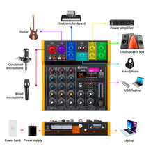 Laden Sie das Bild in den Galerie-Viewer, D Debra R4/R6 Professional Portable Multi-Functional Mixer Audio with 99 DSP Reverb Effects Mic Preamps and USB for DJ Mixer Console Karaoke Home Recording Studio
