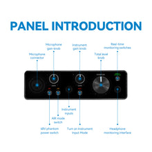 Load image into Gallery viewer, D Debra USB Audio Interface 24 BIT/192 KHZ with XLR, Phantom Power, Direct Monitoring,  Sound Card for PC Recording, Streaming, Guitarist, Vocalist and Podcasting

