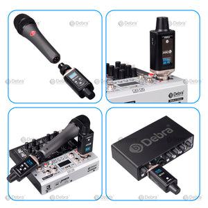 D Debra Audio U2 Wireless Audio Transceiver System, 16 Adjustable Frequency Wireless Microphone System for Karaoke, Wedding, DJ, Speech, Party,  164FT