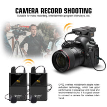 Load image into Gallery viewer, Debra Audio DV-01/02 UHF Wireless Microphone System with Lavalier Mic 30 Selectable Channels 50m Range for DSLR Camera Phone Live Recording
