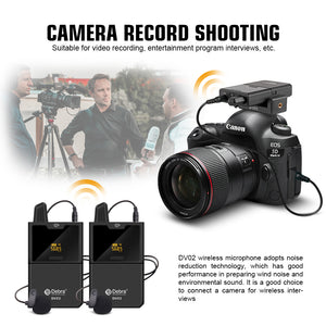 Debra Audio DV-01/02 UHF Wireless Microphone System with Lavalier Mic 30 Selectable Channels 50m Range for DSLR Camera Phone Live Recording