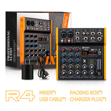 Cargar imagen en el visor de la galería, D Debra R4/R6 Professional Portable Multi-Functional Mixer Audio with 99 DSP Reverb Effects Mic Preamps and USB for DJ Mixer Console Karaoke Home Recording Studio
