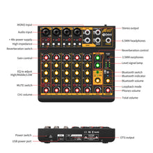 Load image into Gallery viewer, Audio Mixer Mini6 Professional,Sounds Mixer for Streaming,6 Channel Audio Mixer,Usb Audio Interface and 48V Phantom Power Bluetooth for Podcasting Mixer,Live Performance, Recording, DJ, PC
