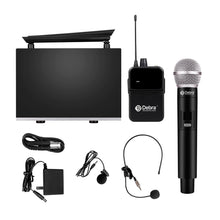 Load image into Gallery viewer, Wireless Microphone System D Debra UHF UBR-102 with Dual Cordless Mics, 260ft Range, Suitable for Church, Lectures, Karaoke, Weddings, DJ, and Bars
