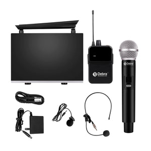 Wireless Microphone System D Debra UHF UBR-102 with Dual Cordless Mics, 260ft Range, Suitable for Church, Lectures, Karaoke, Weddings, DJ, and Bars