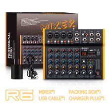 Charger l&#39;image dans la galerie, D Debra R4/R6 Professional Portable Multi-Functional Mixer Audio with 99 DSP Reverb Effects Mic Preamps and USB for DJ Mixer Console Karaoke Home Recording Studio
