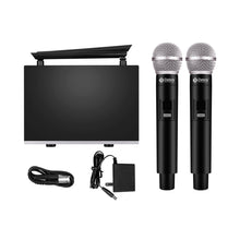 Carregar imagem no visualizador da galeria, Wireless Microphone System D Debra UHF UBR-102 with Dual Cordless Mics, 260ft Range, Suitable for Church, Lectures, Karaoke, Weddings, DJ, and Bars
