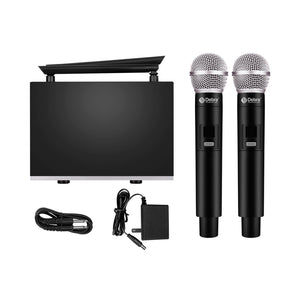 Wireless Microphone System D Debra UHF UBR-102 with Dual Cordless Mics, 260ft Range, Suitable for Church, Lectures, Karaoke, Weddings, DJ, and Bars