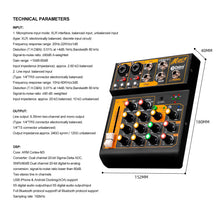 Carregar imagem no visualizador da galeria, D Debra Professional Audio Mixer Mini4, 4 Channel Sound Board Mixing Console with Bluetooth, Mic Preamps &amp; TypeC, OTG Audio Interface for PC Smartphone Studio Recording Webcast

