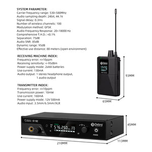 D Debra Audio PRO ST-102/ ST-202 UHF Stereo Wireless In-Ear Monitor System with Monitoring Type for Stage, Receiver for Studio, Guitar, Band Performance, Live Performance