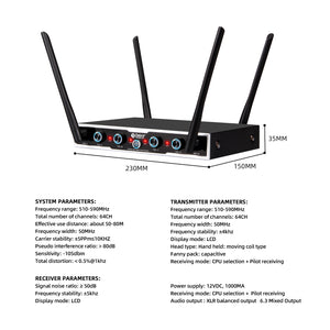 D Debra Audio Wireless Microphone System Pro DU4004/DU8008 UHF&nbsp;Wireless Handheld Gooseneck Lavalier Headset Mics, Adjustable Frequency 260FT Range, Ideal for Meeting Church Speech Party