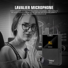Load image into Gallery viewer, Debra Audio DV-01/02 UHF Wireless Microphone System with Lavalier Mic 30 Selectable Channels 50m Range for DSLR Camera Phone Live Recording
