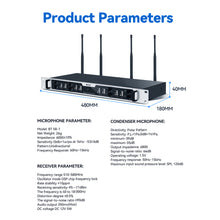 Load image into Gallery viewer, D Debra Audio Wireless Microphone System Pro DU4004/DU8008 UHF&nbsp;Wireless Handheld Gooseneck Lavalier Headset Mics, Adjustable Frequency 260FT Range, Ideal for Meeting Church Speech Party
